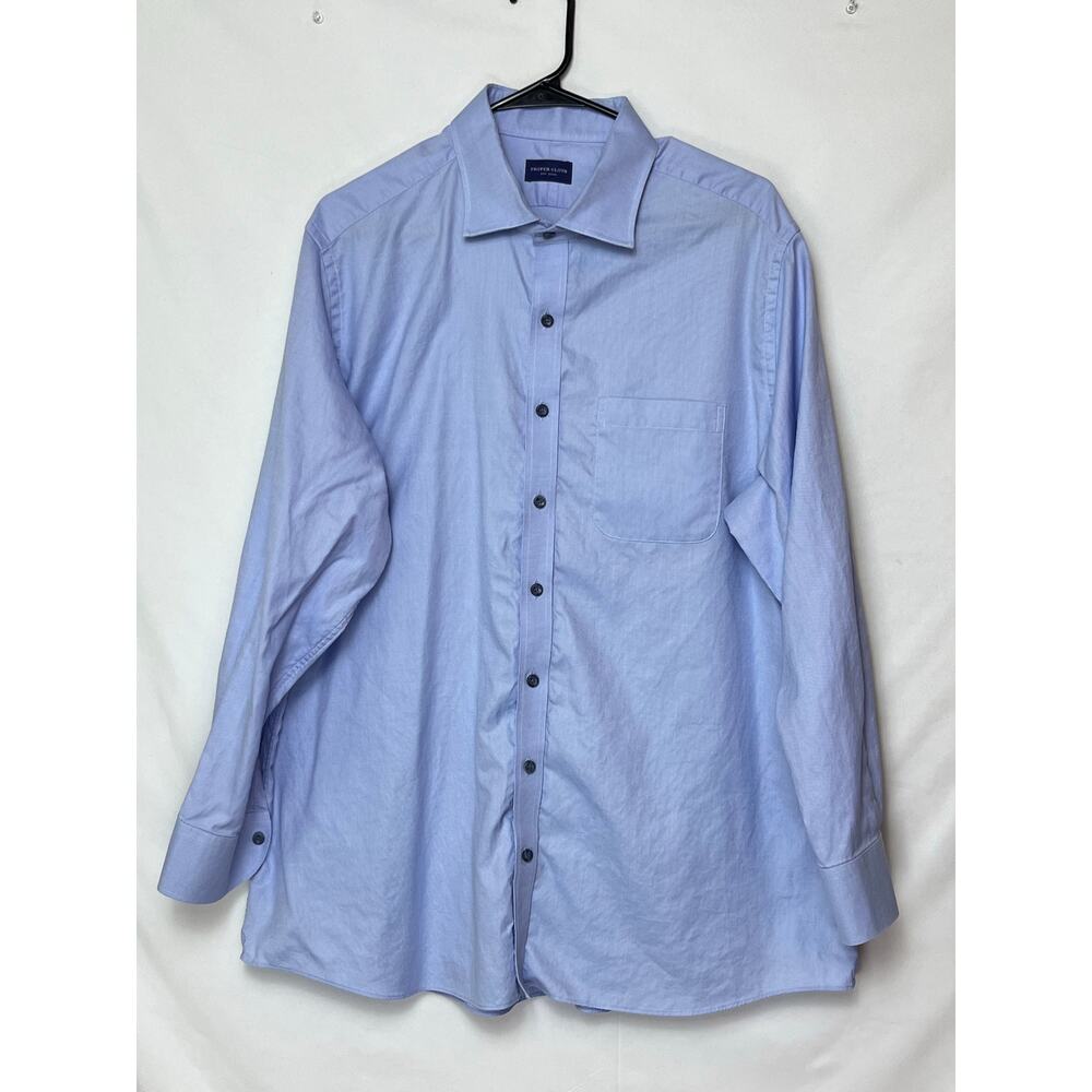 Proper Cloth Mens Size XL Blue Long Sleeve Button Up Collared Dress Shirt Office